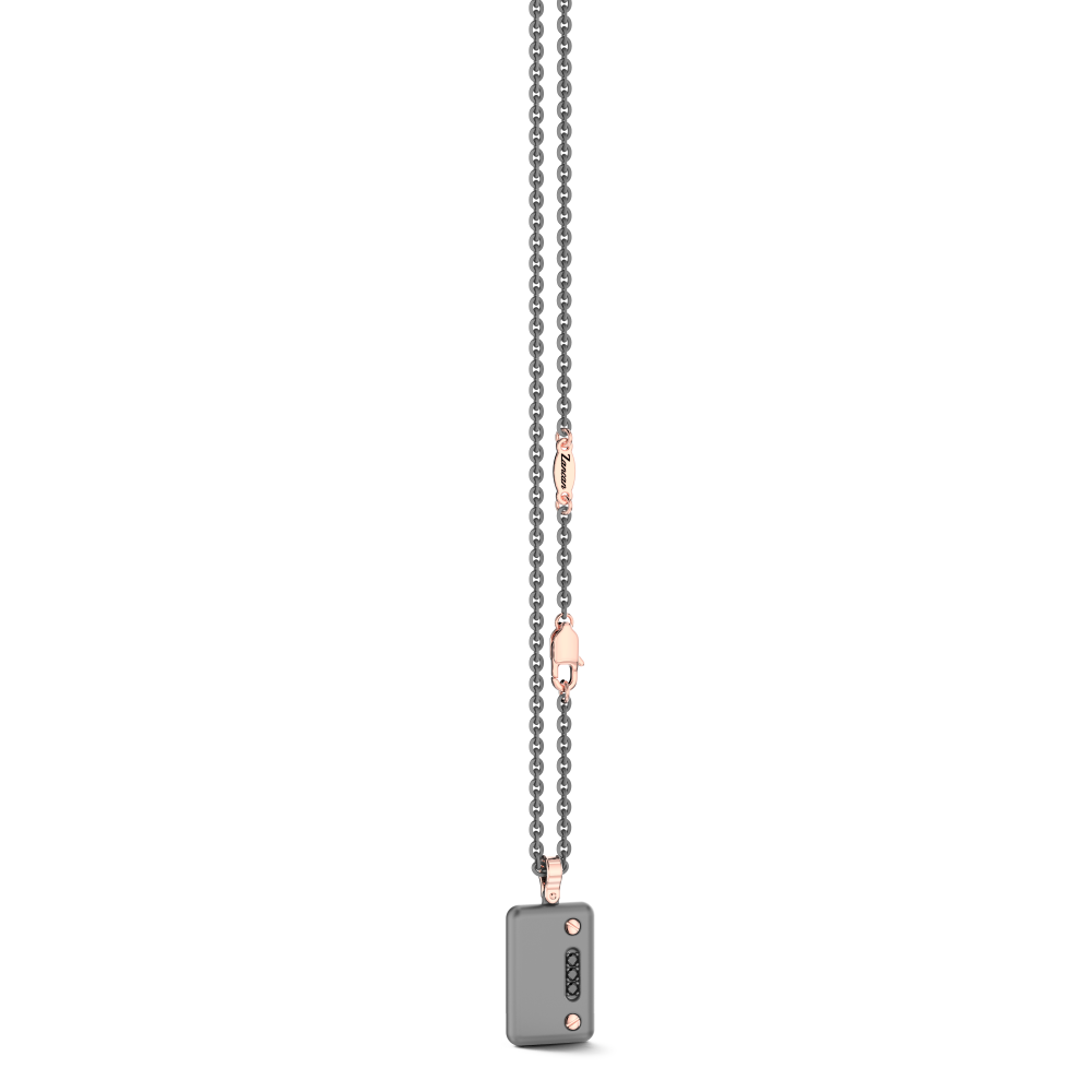 Collana con pendente Zancan in titanio, oro 18kt e diamanti neri