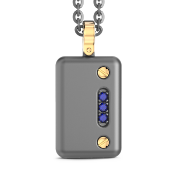 Collana con pendente Zancan in titanio, oro 18kt e zaffiri blu