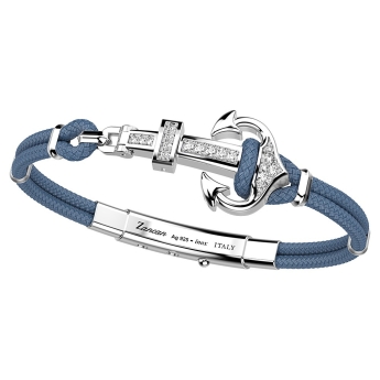 Zancan kevlar bracelet with silver anchor and colored stones. 2