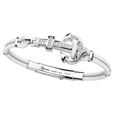 Bracciale Zancan in kevlar con ancora in argento e pietre colorate.