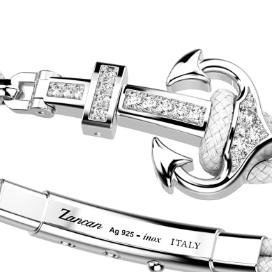 Bracciale Zancan in kevlar con ancora in argento e pietre colorate.