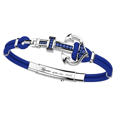Bracciale Zancan in kevlar con ancora in argento e pietre colorate.