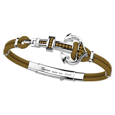 Bracciale Zancan in kevlar con ancora in argento e pietre colorate.