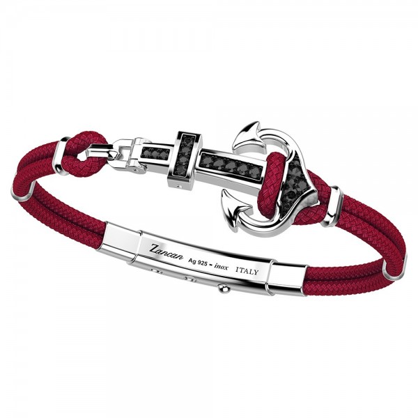 Bracciale Zancan in kevlar con ancora in argento e pietre colorate.