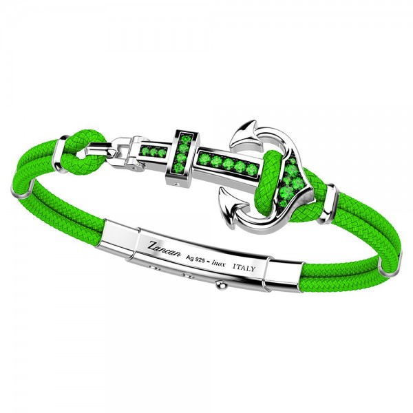 Bracciale Zancan in kevlar con ancora in argento e pietre colorate.