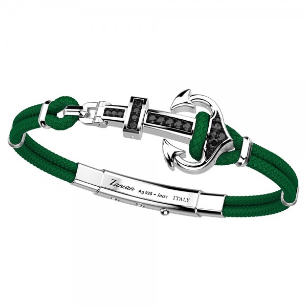 Bracciale Zancan in kevlar con ancora in argento e pietre colorate.
