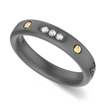 Anello Zancan in titanio, oro 18kt e diamanti bianchi 2