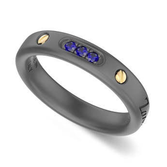 Anello Zancan in titanio, oro 18kt e zaffiri blu 2