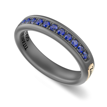 Anello Zancan in titanio, oro 18kt e zaffiri blu 2