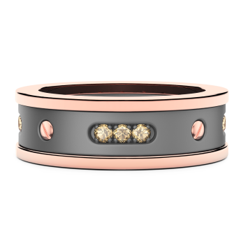 Anello Zancan in titanio, oro 18kt e diamanti brown