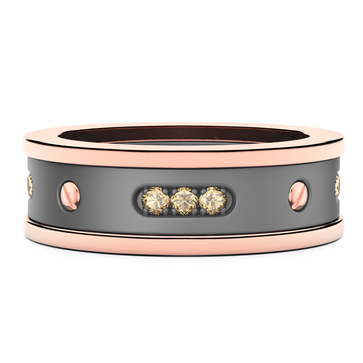 Anello Zancan in titanio, oro 18kt e diamanti brown