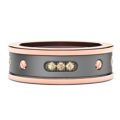 Anello Zancan in titanio, oro 18kt e diamanti brown