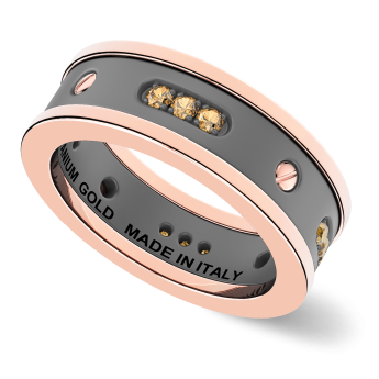 Anello Zancan in titanio, oro 18kt e diamanti brown 2