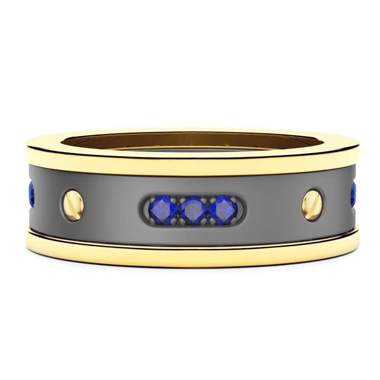 Bague Zancan en titane, or 18 carats et saphirs bleus