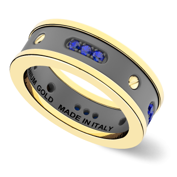 Anello Zancan in titanio, oro 18kt e zaffiri blu 2