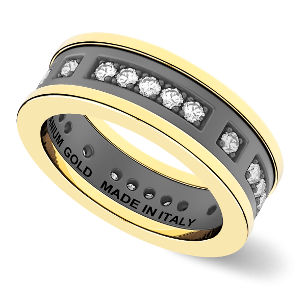 Anello Zancan in titanio, oro 18kt e diamanti bianchi