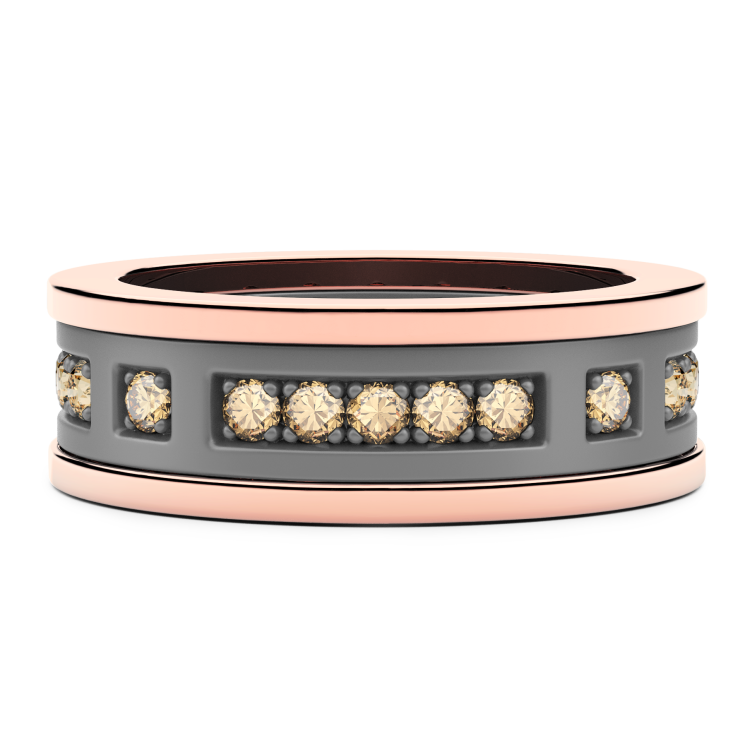 Anello Zancan in titanio, oro 18kt e diamanti brown