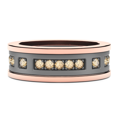 Anello Zancan in titanio, oro 18kt e diamanti brown