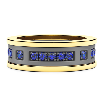Anello Zancan in titanio, oro 18kt e zaffiri blu