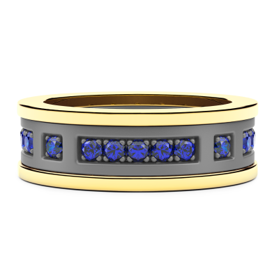 Anello Zancan in titanio, oro 18kt e zaffiri blu