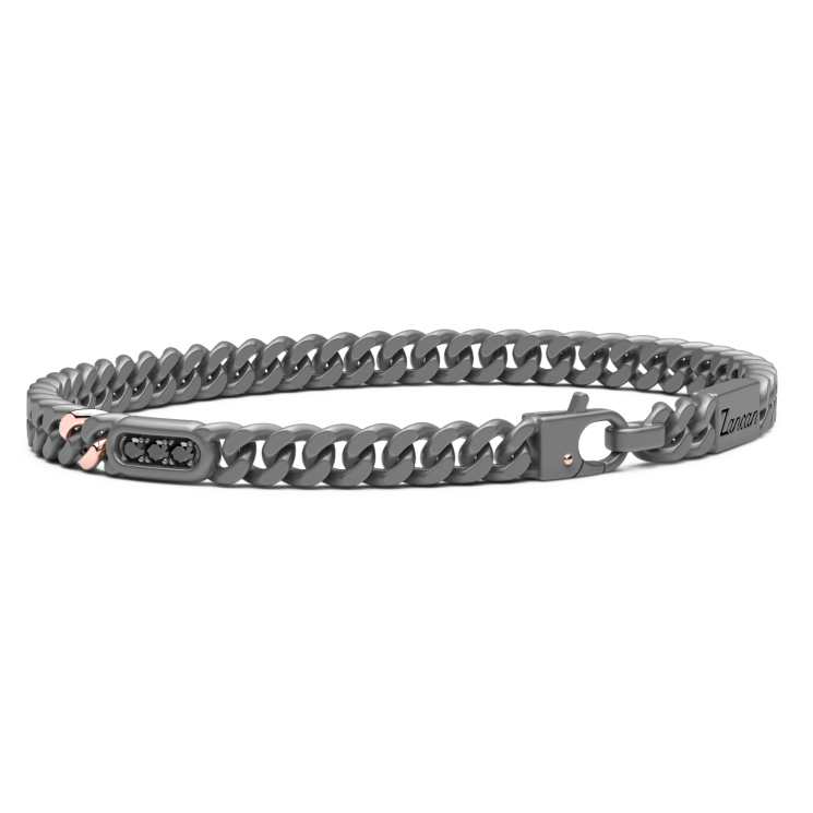 Zancan Armband aus Titan, 18 Karat Gold und schwarzen Diamanten