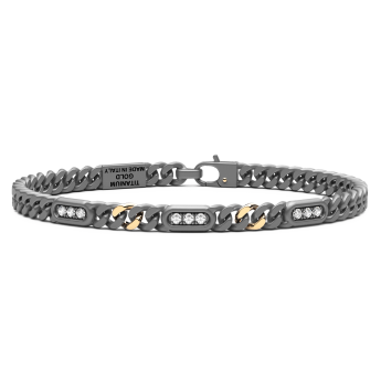 Bracciale Zancan in titanio, oro 18kt e diamanti bianchi