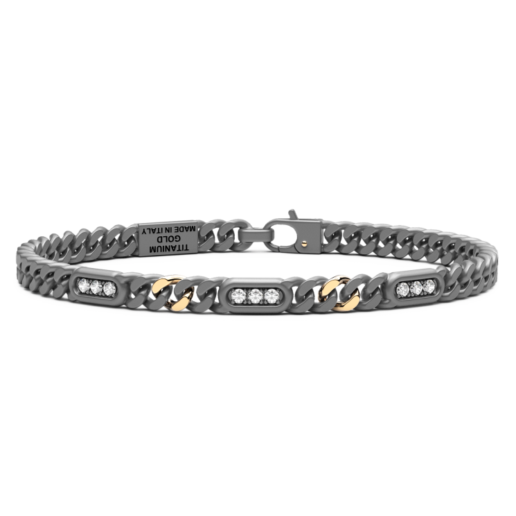 Bracciale Zancan in titanio, oro 18kt e diamanti bianchi