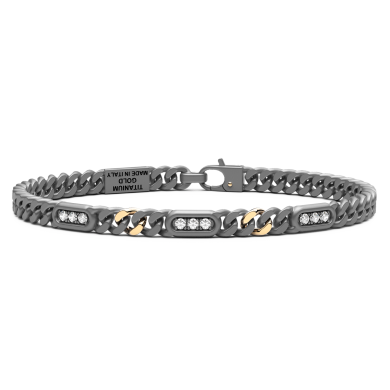 Bracciale Zancan in titanio, oro 18kt e diamanti bianchi