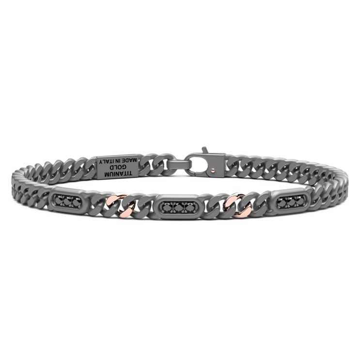 Bracciale Zancan in titanio, oro 18kt e diamanti neri