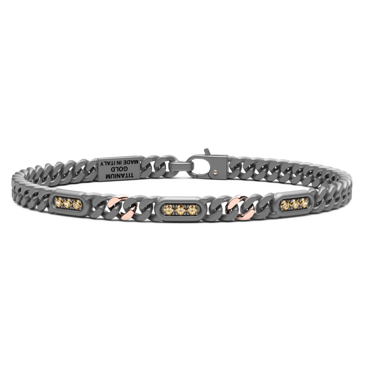 Bracciale Zancan in titanio, oro 18kt e diamanti brown