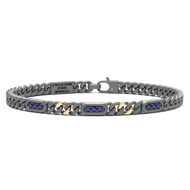 Bracciale Zancan in titanio, oro 18kt e zaffiri blu