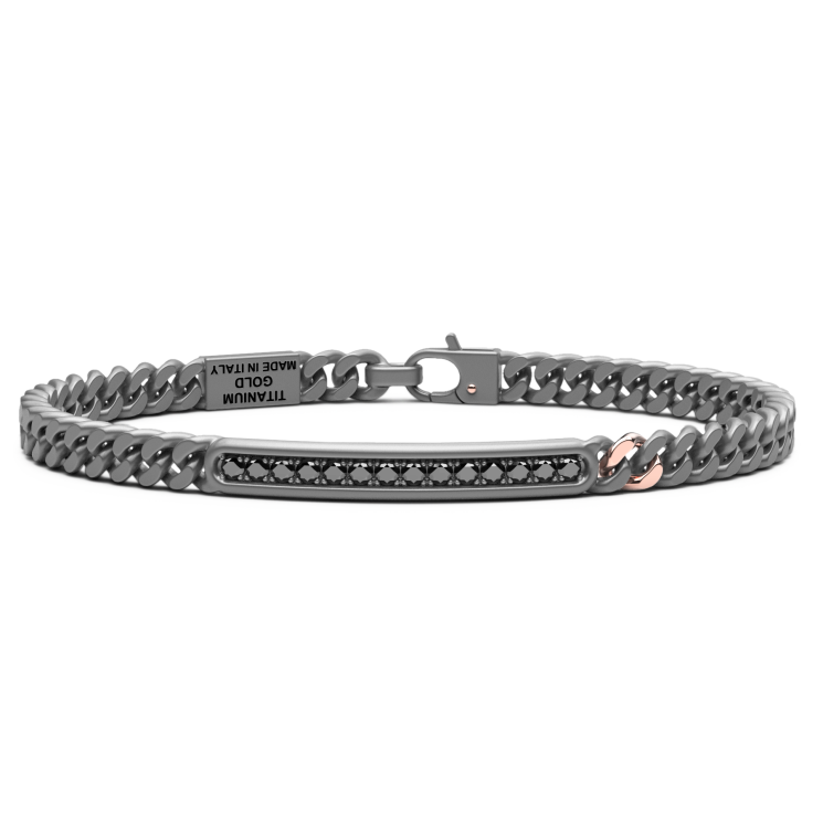 Bracciale Zancan in titanio, oro 18kt e diamanti neri