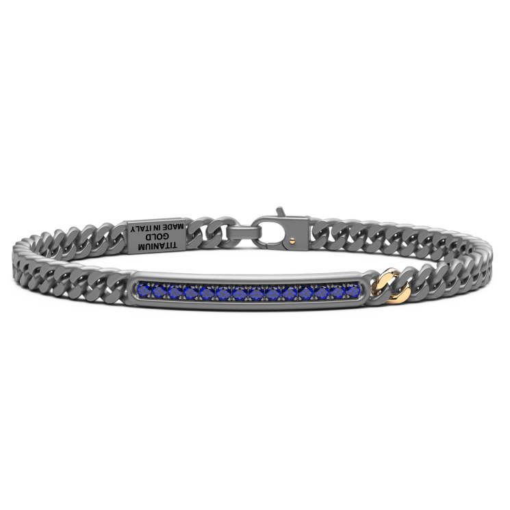 Bracciale Zancan in titanio, oro 18kt e zaffiri blu
