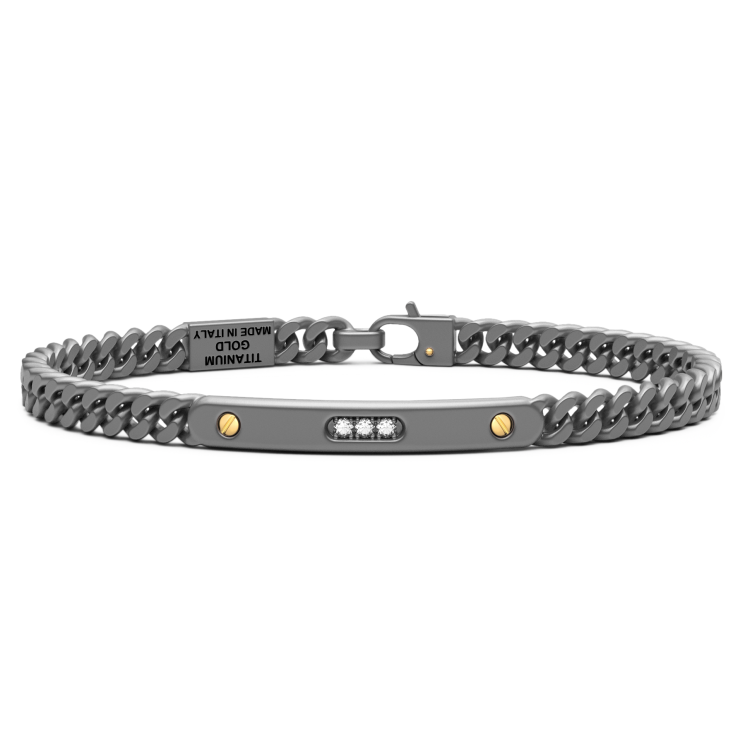 Bracciale Zancan in titanio, oro 18kt e diamanti bianchi