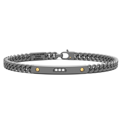 Bracciale Zancan in titanio, oro 18kt e diamanti bianchi