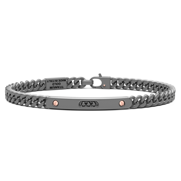 Bracciale Zancan in titanio, oro 18kt e diamanti neri