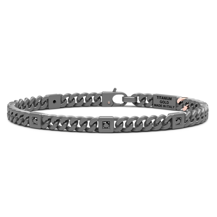 Bracciale Zancan in titanio, oro 18kt e diamanti neri