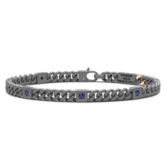 Bracciale Zancan in titanio, oro 18kt e zaffiri blu