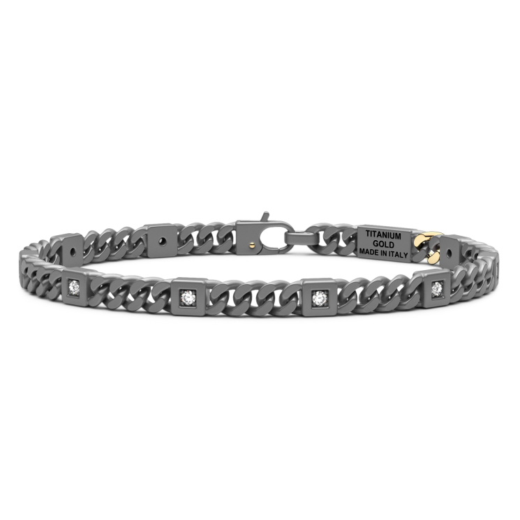 Bracciale Zancan in titanio, oro 18kt e diamanti bianchi