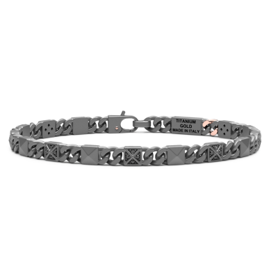 Zancan bracelet in titanium, 18k gold and black diamonds