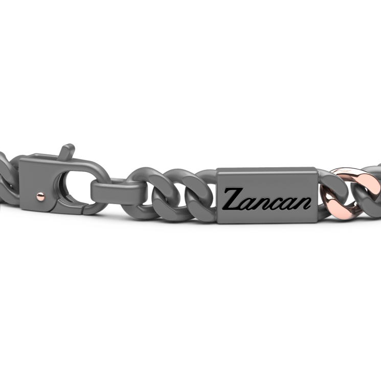 Zancan bracelet in titanium, 18k gold and black diamonds