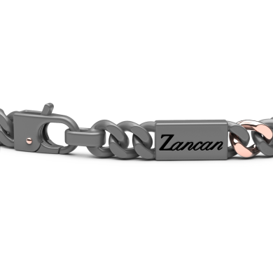 Zancan bracelet in titanium, 18k gold and black diamonds