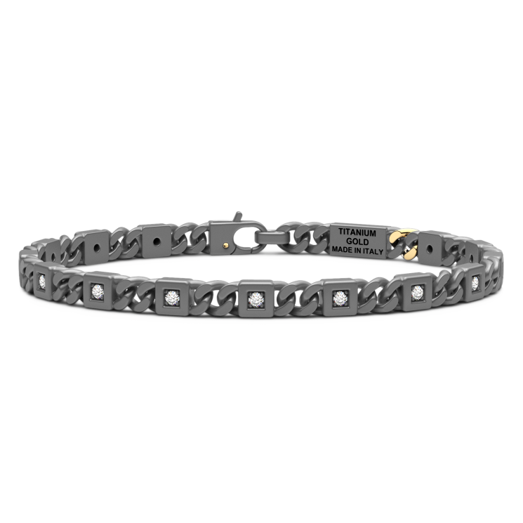 Zancan bracelet in titanium, 18k gold and white diamonds