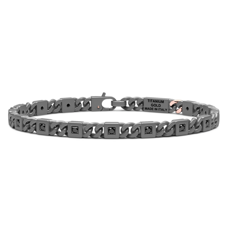 Zancan bracelet in titanium, 18k gold and black diamonds