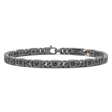 Zancan bracelet in titanium, 18k gold and black diamonds