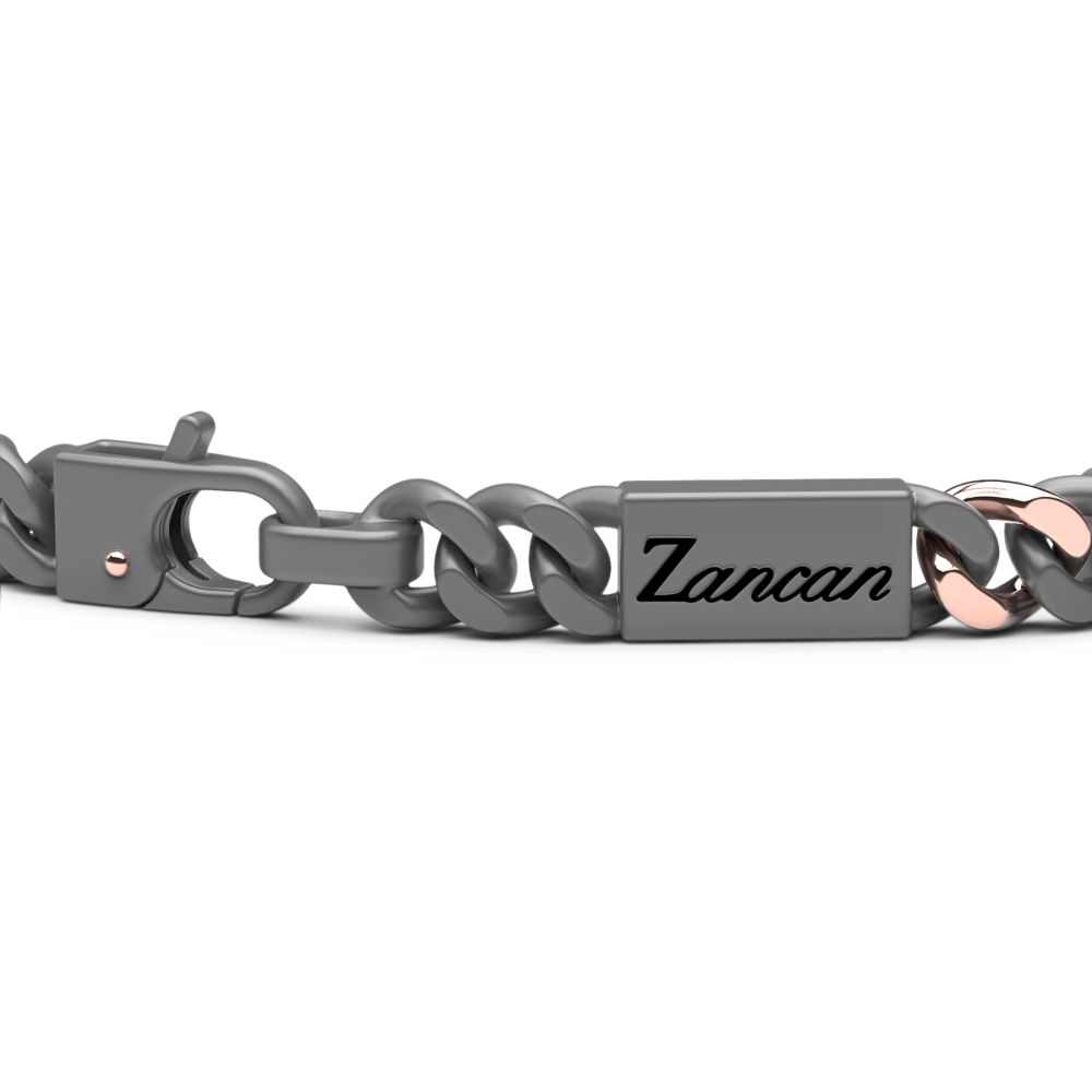 Zancan bracelet in titanium, 18k gold and black diamonds