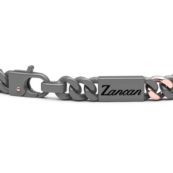 Zancan bracelet in titanium, 18k gold and black diamonds
