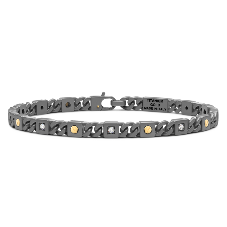 Zancan bracelet in titanium, 18k gold and white diamonds