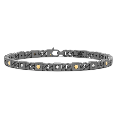 Zancan bracelet in titanium, 18k gold and white diamonds