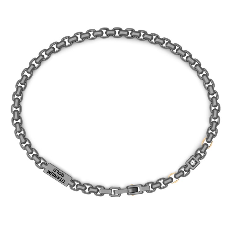 Bracciale Zancan in titanio, oro 18kt e diamanti bianchi